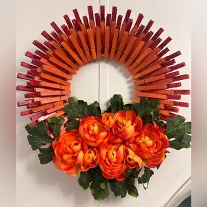 Orange and pink roses wreath